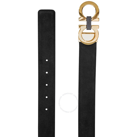 Salvatore Ferragamo Ferragamo Gancini Adjustable Men's Belt in Black Suede 67A035-708202 67A035-708202-105