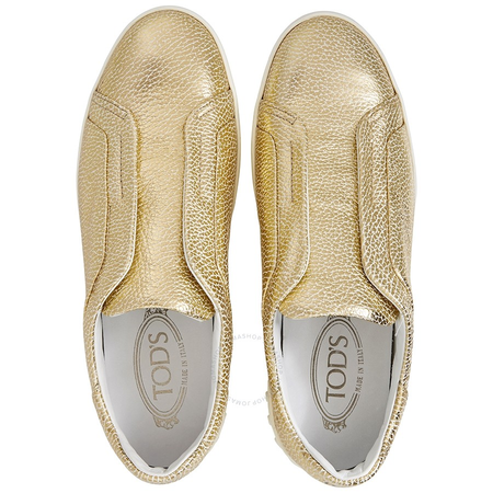 Tod's Womens Metallic Slip-ons Sneakers in Gold XXW12A0T200PE1G203