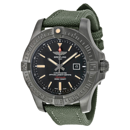 Breitling Avenger Blackbird Automatic Black Dial Green Canvas Strap Men's Watch V1731010-BD12-105W-M20BASA.1
