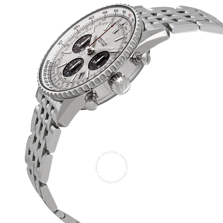 Breitling Navitimer 1 Chronograph Automatic Chronometer Silver Dial Men's Watch AB0121211G1A1