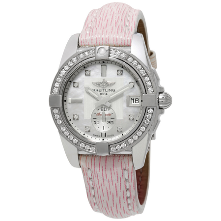 Breitling Galactic 36 Automatic Diamond Dial Pink Sahara Leather Watch A3733053/A717-239X-A16BA.1