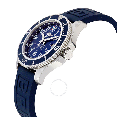 Breitling Superocean II 44 Automatic Metallic Blue Dial Blue Rubber Men's Watch A17392D8-C910BLPT3 A17392D8-C910-158S-A20SS.1