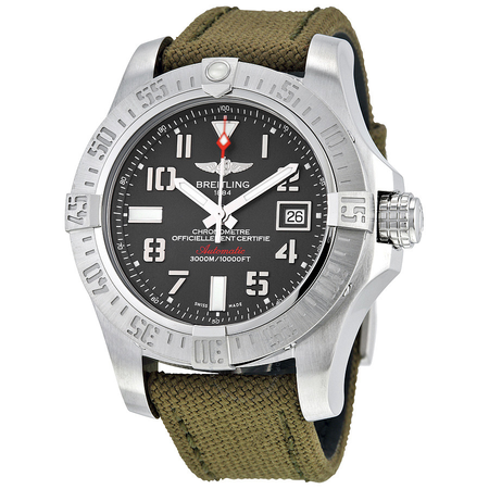 Breitling Avenger II Seawolf Automatic Grey Dial Green Fabric Men's Watch A1733110-F563-106W-A20BASA.1