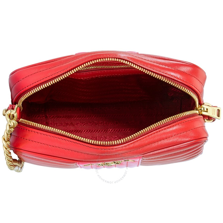 Prada Diagramme Leather Crossbody Bag- Red/Pink 1BH083 COB 2D91 EF0YQT