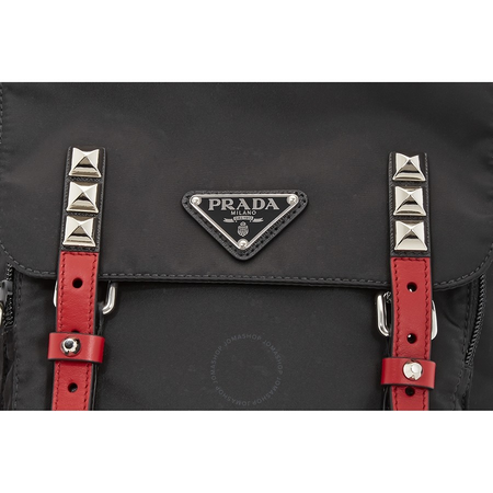 Prada Nylon Bucket Bag- Black/ Fiery Red 1BE020 TBO 2BYB EF0D9A