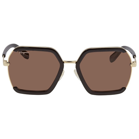 Ferragamo Grey Hexagonal Ladies Sunglasses SF901S001 57