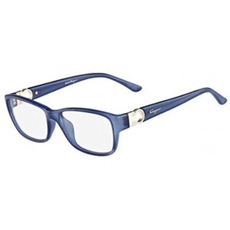 Ferragamo Ladies Blue Rectangular Eyeglass Frames SF2666R41454
