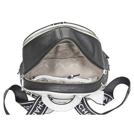 Michael Kors Rhea Medium Pebbled Leather Backpack - Optic White / Black 30H8SEZB6T-089