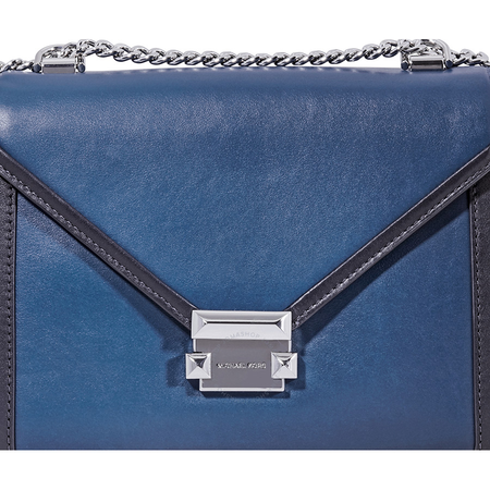 Michael Kors Whitney Large Shoulder Bag- Blue/Black 30T8SXIL3T-346