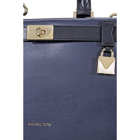 Michael Kors Tatiana Small Leather Satchel- Navy Blue/ Black 30F8GT0S1T-429
