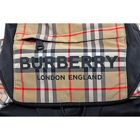 Burberry Logo Print Vintage Check Backpack- Archive Beige 8010372
