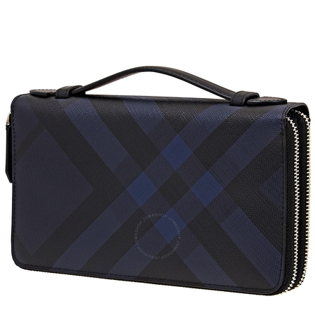 Burberry Men's Travel Organizer Wallet London Check Navy Reeves 3998948