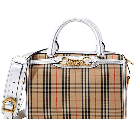 Burberry Small 1983 Check Link Bowling Bag- Silver 8006443