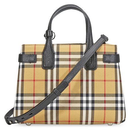 Burberry Small Banner in Vintage Check and Leather- Black 4076948
