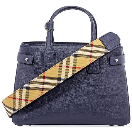 Burberry Small Banner Leather Tote- Regency Blue 4076636