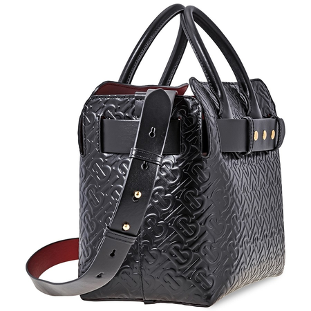 Burberry Small Monogram Leather Triple Stud Belt Bag- Black 8010011