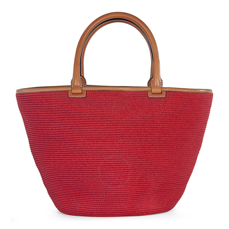 Emilio Pucci Large Red Woven Raffia Tote Handbag 41BE86-336