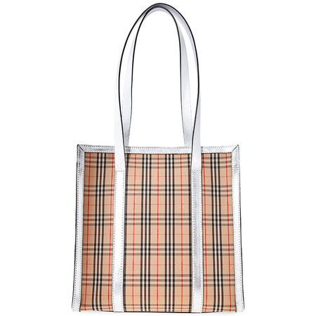 Burberry The Small 1983 Check Link Tote Bag- Silver 8006439