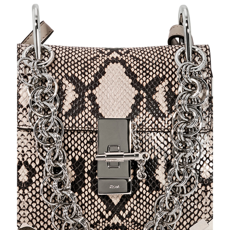 Chloe Drew Bijou Snakeskin Textured Leather Shoulder Bag- Eternal Grey CHC18AS109A31 091