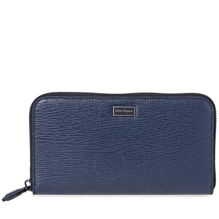 Ferragamo Revival Accordion Leather Wallet - Blue 660911678969