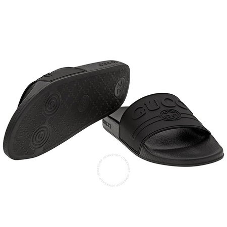Gucci Ladies Logo Black Rubber Slide Sandal 525140 JCZ00 1031