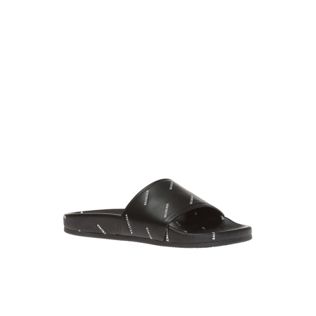 Balenciaga Men's Sandal Black, White Shoe Aop Sandal 506349 WAL00