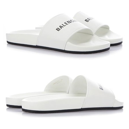 Balenciaga Men's Sandal White, Black Shoe Logo Sandal 506347 WAL00