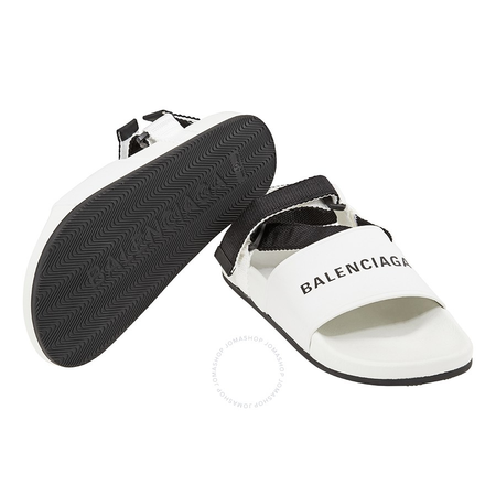 Balenciaga Men's White, Black Logo Sandal Strap Size 40 (7 US) 506348 WAWF5 9061