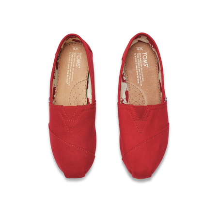 Toms Ladies Slip On Red Canvas Alpargata Classic Shoes 001001B07 RED