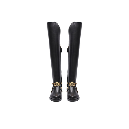 Versace Ladies Black Flat Boot Ankle Strap DSR667E DVT2U