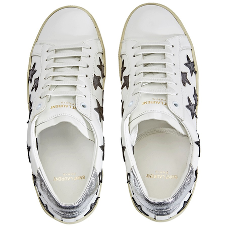 Saint Laurent Men's Low Top Lace-up Sneakers in White and Multi 421572 0MP20 9084