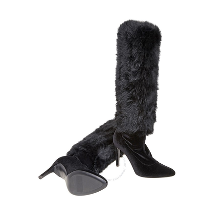 Giuseppe Zanotti Ladies Black 90 Knee Fur Leg Boots I870013/003
