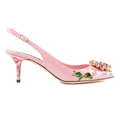 Dolce and Gabbana Dolce & Gabbana Ladies Sandals in Soft Pink with Sling Print CG0183 AU562 HDR40