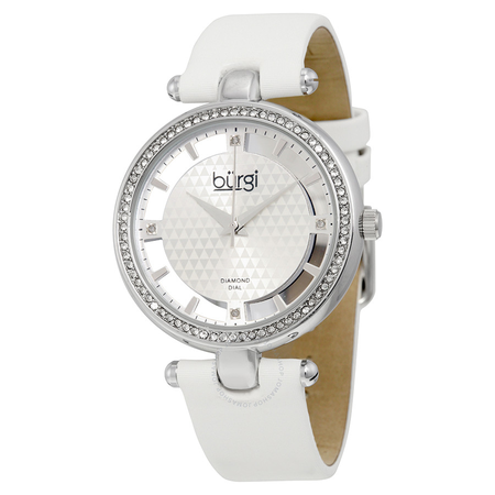 Burgi White Satin Strap Gold-Tone Diamond Dial Ladies Watch BUR104WTS