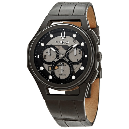 Bulova CURV Chronograph Quartz Diamond Black Dial Men's Watch 98D152