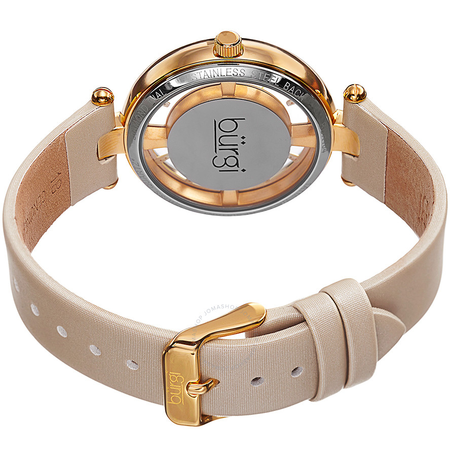Burgi Beige Satin Strap Gold-Tone Diamond Dial Ladies Watch BUR104WTG