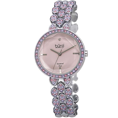 Burgi Ladies Colored Swarovski Filled Bezel and Bracelet Watch BUR232PK