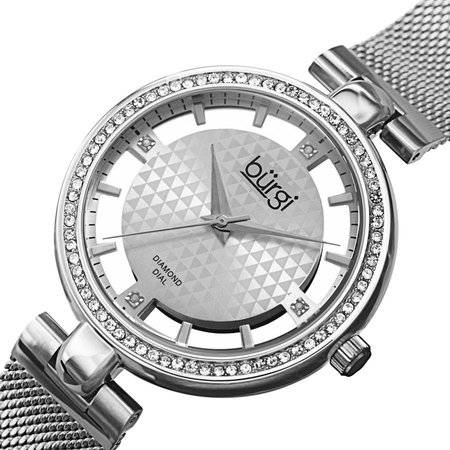 Burgi Quartz Diamond Silver Dial Ladies Watch BUR262SS
