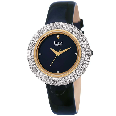 Burgi Ladies Diamond Swarovski Crystal Sparkling Dial Leather Strap Watch BUR199BU