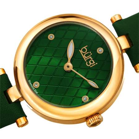 Burgi Quartz Diamond Green Dial Ladies Watch BUR196GN