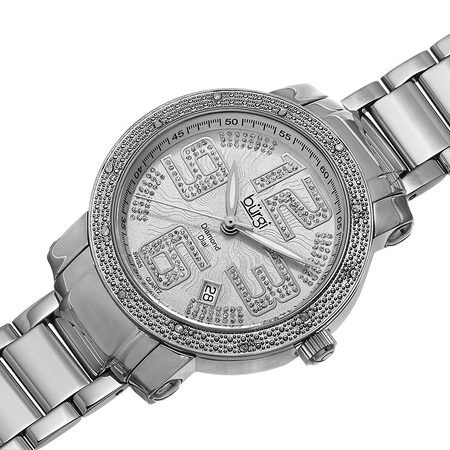 Burgi Silver-tone Dial Diamond Bezel Ladies Watch BUR091SS