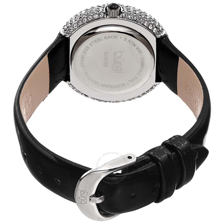 Burgi Ladies Diamond Swarovski Crystal Sparkling Dial Leather Strap Watch BUR199SSBK
