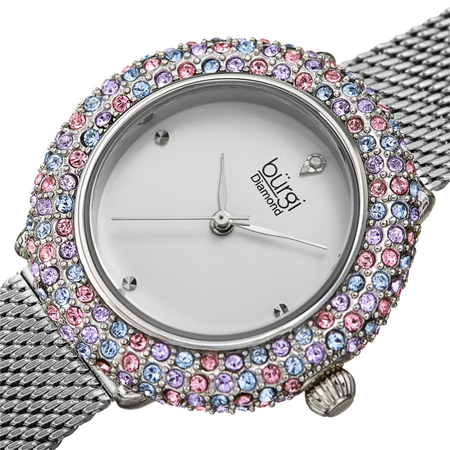Burgi Quartz Diamond Silver Dial Ladies Watch BUR258SSPK