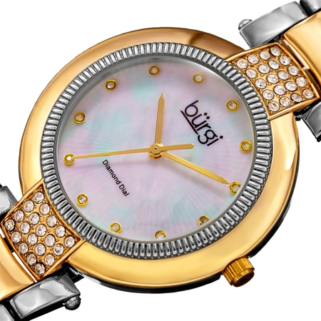 Burgi Quartz Diamond White Dial Ladies Watch BUR181TTG