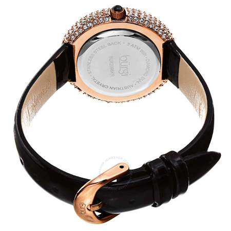 Burgi Diamond Black Dial Patent Leather  Ladies Watch BUR209BKR