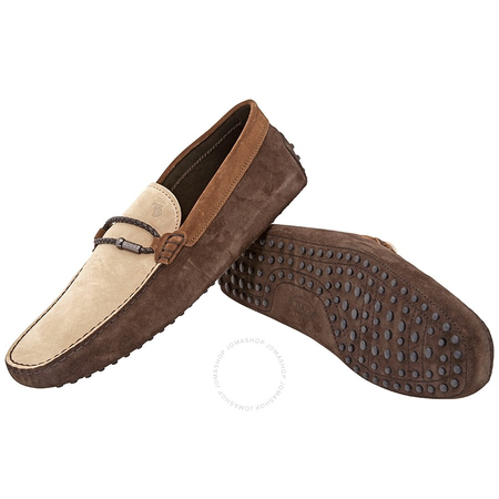 Tod's Men's Brown Natural Light Walnut Gommini Moccassin Driver Shoes XXM0GW0L910RE045TG