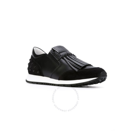 Tod's Womens Knotted Fringed Sneakers in Black XXW0YO0P250CNFB999
