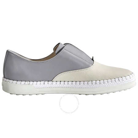 Tod's Womens Slip on Sneakers with Mettalic Effect in White/Medium Cement XXW0TV0J980CP8077Q
