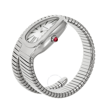 Bvlgari Serpenti Silver Opaline Dial Large Ladies Watch 101828