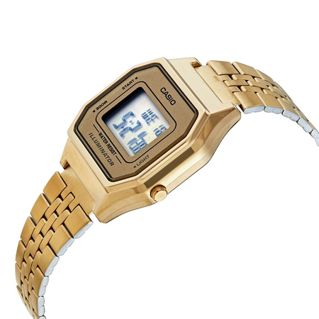 Casio Retro Perpetual Alarm Quartz Digital Chronometer Gold Dial Ladies Watch LA-680WGA-9DF